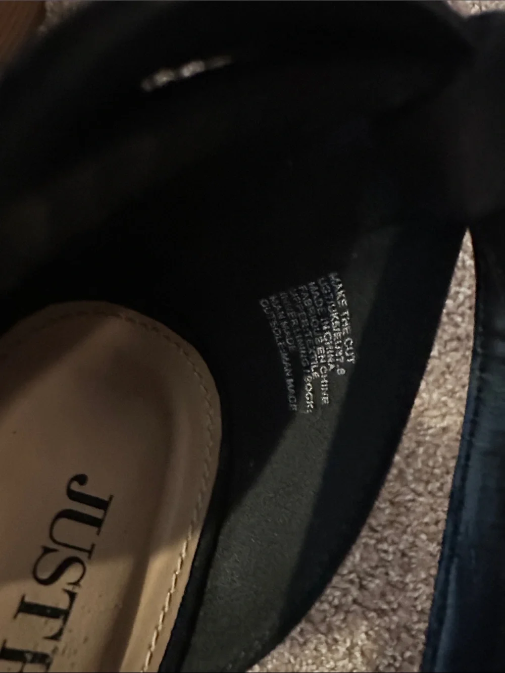 JustFab Black Strappy Block Heel Sandals with Tan Stacked Heel - Picture 4 of 4